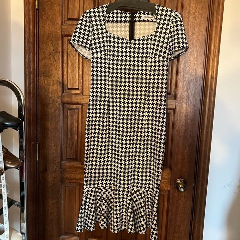 VfEmage Black and White Houndstooth Black and White Dress 12